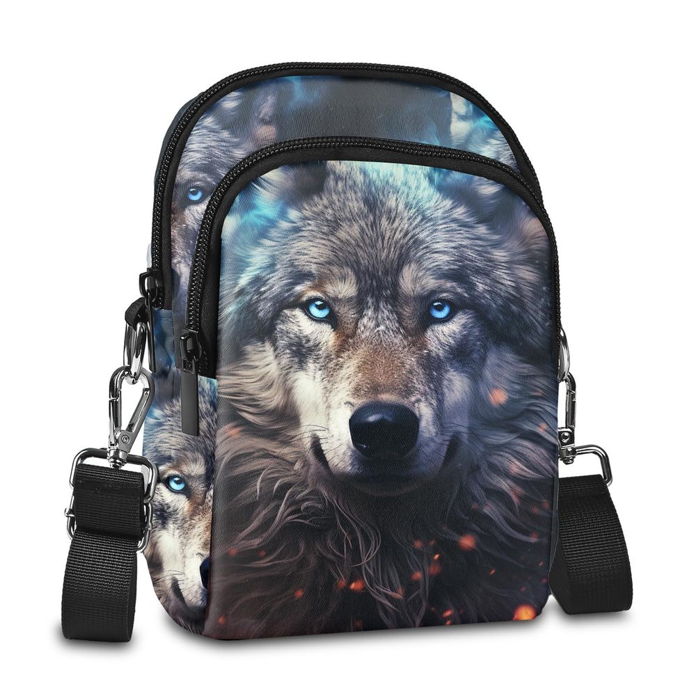 Wolf Crossbody Bags Cell Phone Bag Mini Over Shoulder Handbag Purse :P